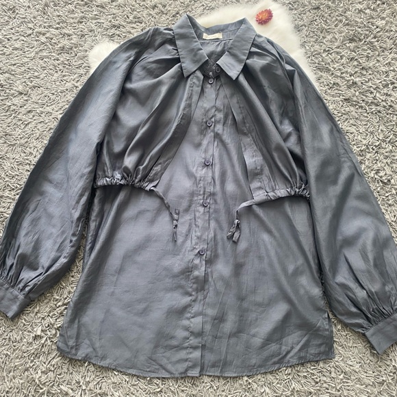 ANDREA FENZI Tops - By Andrin Charcoal Button-Up Shirt